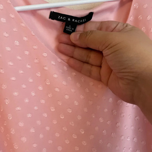 Zac & Rachel women’s pink Swiss dot blouse with ruffled sleeves size L - Picture 5 of 7